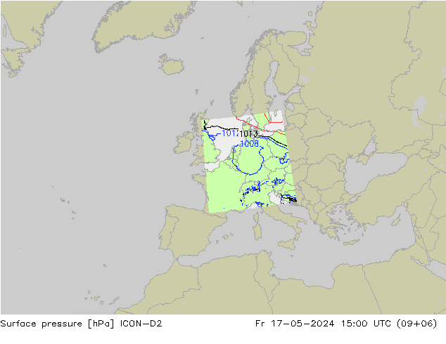 ciśnienie ICON-D2 pt. 17.05.2024 15 UTC