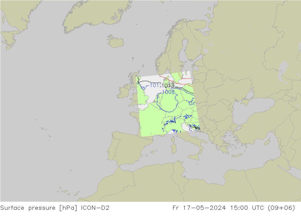 Bodendruck ICON-D2 Fr 17.05.2024 15 UTC