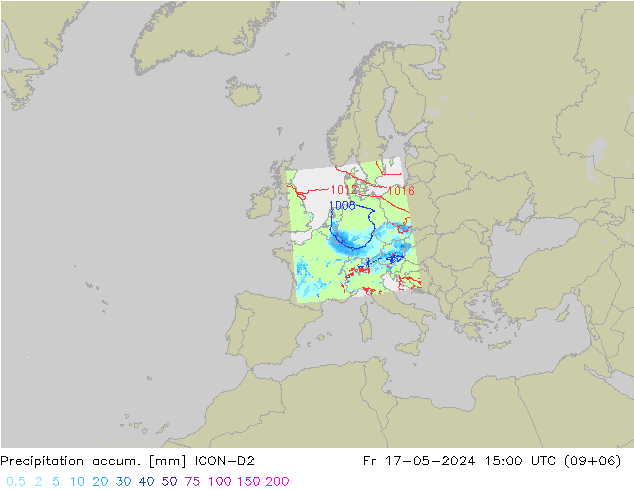 Nied. akkumuliert ICON-D2 Fr 17.05.2024 15 UTC