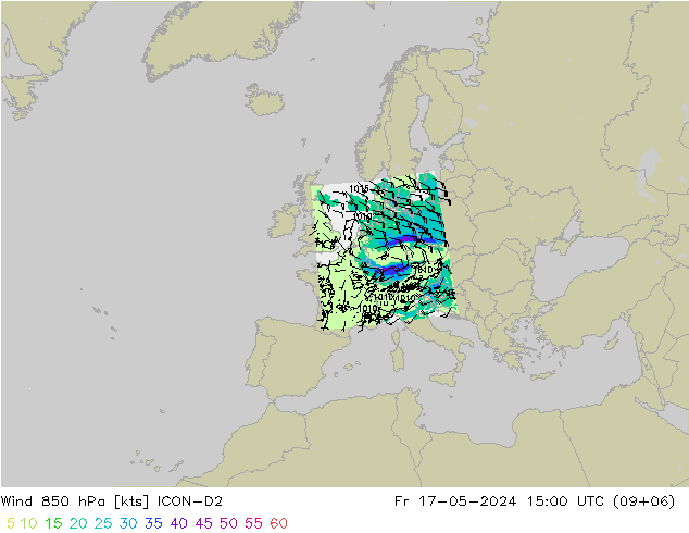 Wind 850 hPa ICON-D2 Fr 17.05.2024 15 UTC