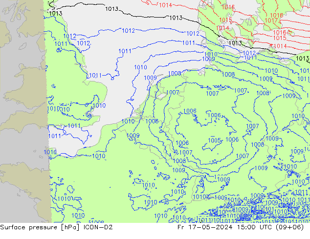 Bodendruck ICON-D2 Fr 17.05.2024 15 UTC