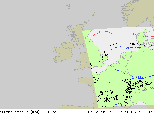 Yer basıncı ICON-D2 Cts 18.05.2024 06 UTC