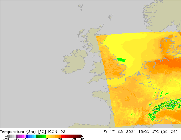 Temperature (2m) ICON-D2 Fr 17.05.2024 15 UTC