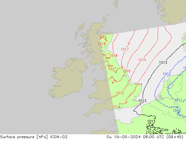 Yer basıncı ICON-D2 Paz 19.05.2024 06 UTC