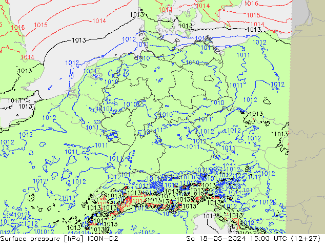 Bodendruck ICON-D2 Sa 18.05.2024 15 UTC