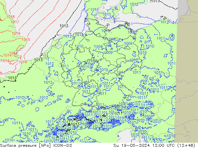 pression de l'air ICON-D2 dim 19.05.2024 12 UTC