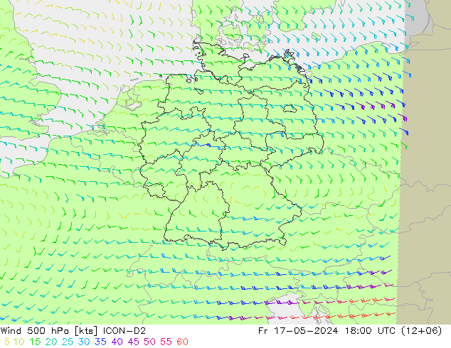 Wind 500 hPa ICON-D2 Pá 17.05.2024 18 UTC