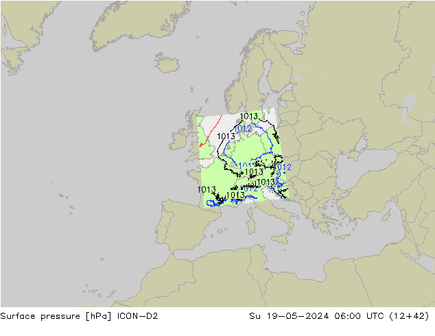 Bodendruck ICON-D2 So 19.05.2024 06 UTC