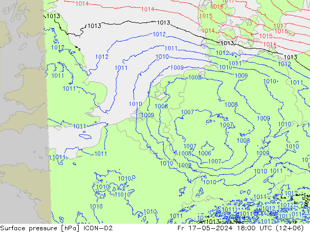 Bodendruck ICON-D2 Fr 17.05.2024 18 UTC