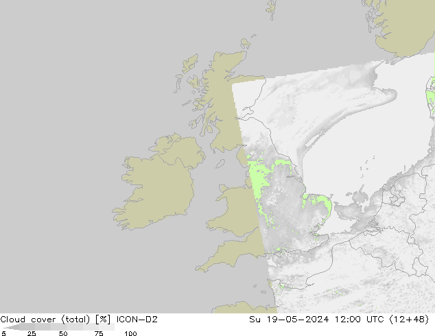 Nuages (total) ICON-D2 dim 19.05.2024 12 UTC