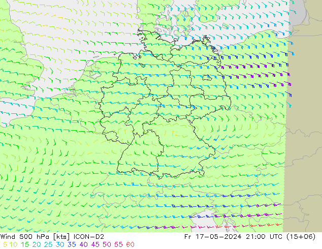 Wind 500 hPa ICON-D2 vr 17.05.2024 21 UTC