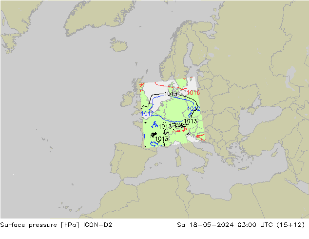 Bodendruck ICON-D2 Sa 18.05.2024 03 UTC