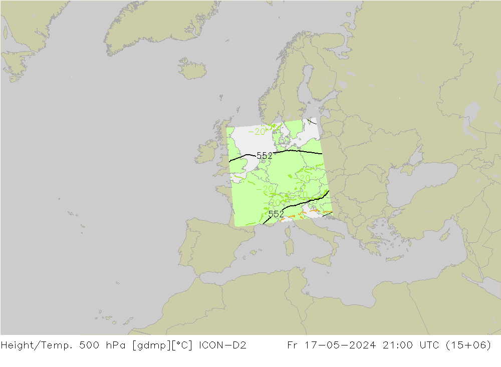 Yükseklik/Sıc. 500 hPa ICON-D2 Cu 17.05.2024 21 UTC