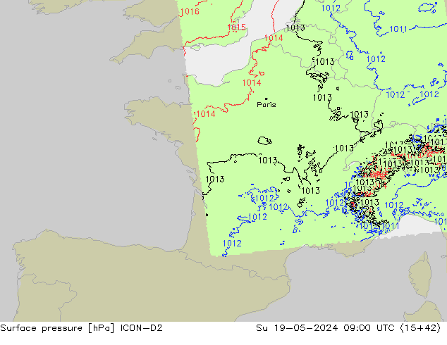 pression de l'air ICON-D2 dim 19.05.2024 09 UTC