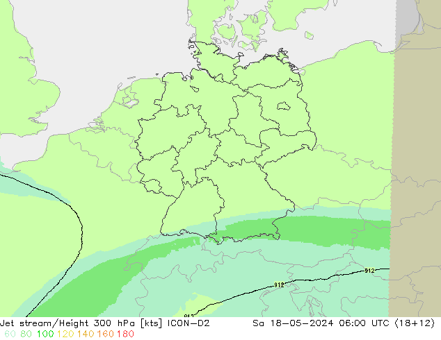 高速氣流 ICON-D2 星期六 18.05.2024 06 UTC