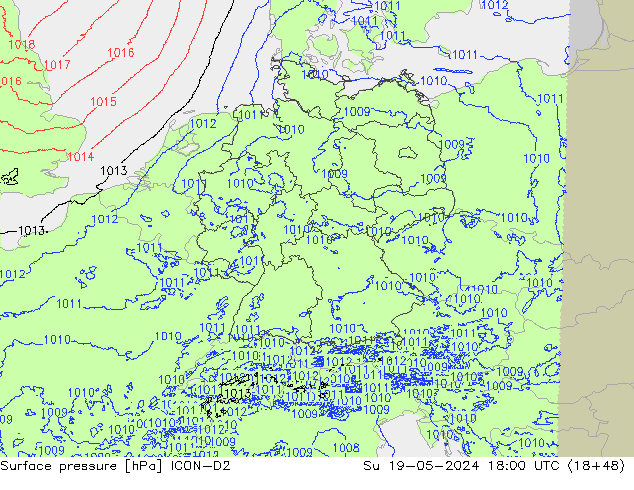 pression de l'air ICON-D2 dim 19.05.2024 18 UTC