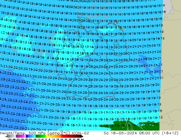 Height/Temp. 500 hPa ICON-D2 Sa 18.05.2024 06 UTC