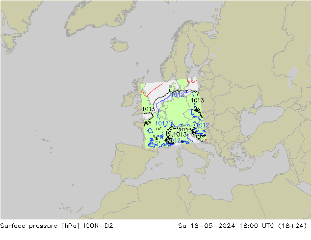 Bodendruck ICON-D2 Sa 18.05.2024 18 UTC