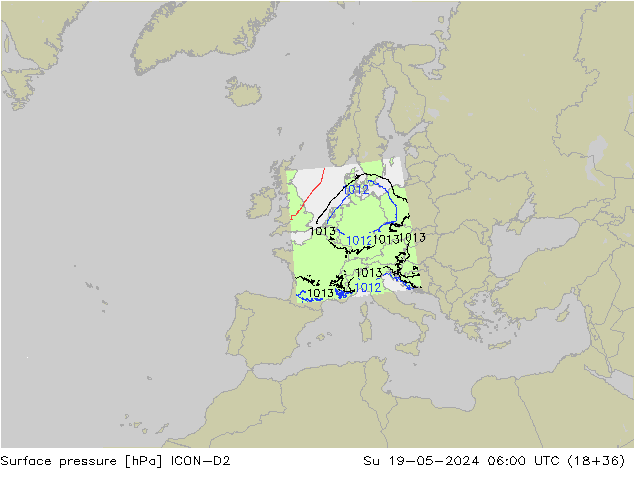pressão do solo ICON-D2 Dom 19.05.2024 06 UTC