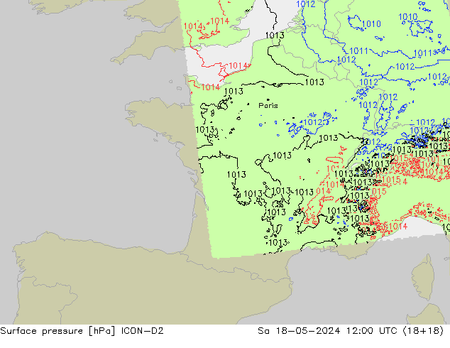 pression de l'air ICON-D2 sam 18.05.2024 12 UTC