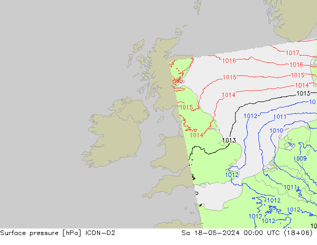 Yer basıncı ICON-D2 Cts 18.05.2024 00 UTC