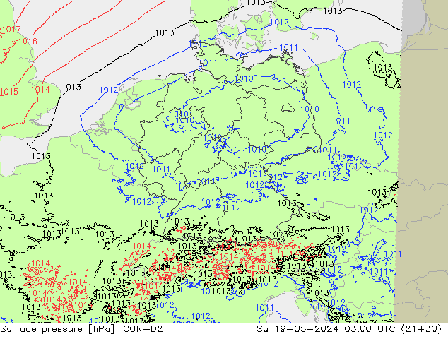 приземное давление ICON-D2 Вс 19.05.2024 03 UTC
