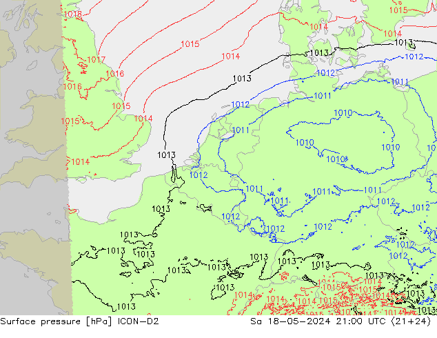 Yer basıncı ICON-D2 Cts 18.05.2024 21 UTC