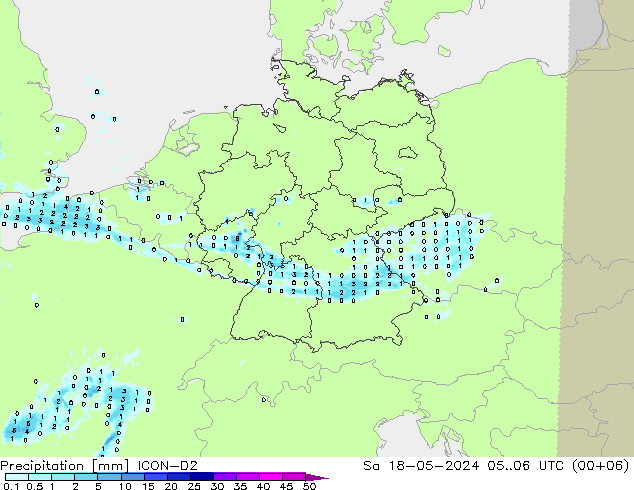 Precipitation ICON-D2 Sa 18.05.2024 06 UTC