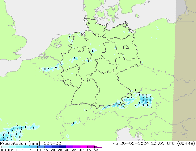 Yağış ICON-D2 Pzt 20.05.2024 00 UTC