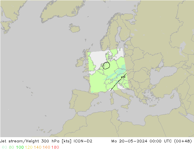 Courant-jet ICON-D2 lun 20.05.2024 00 UTC