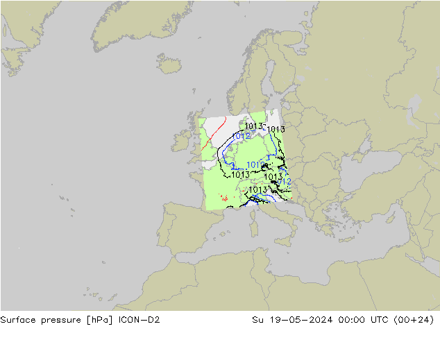 Yer basıncı ICON-D2 Paz 19.05.2024 00 UTC