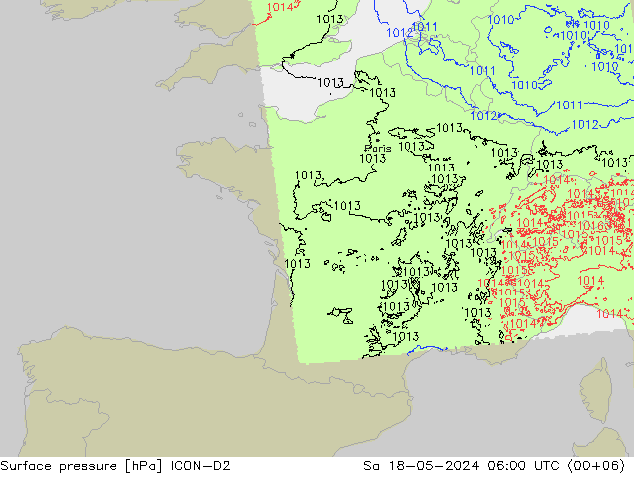 Bodendruck ICON-D2 Sa 18.05.2024 06 UTC