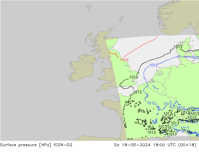 ciśnienie ICON-D2 so. 18.05.2024 18 UTC