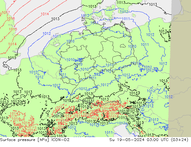 pression de l'air ICON-D2 dim 19.05.2024 03 UTC