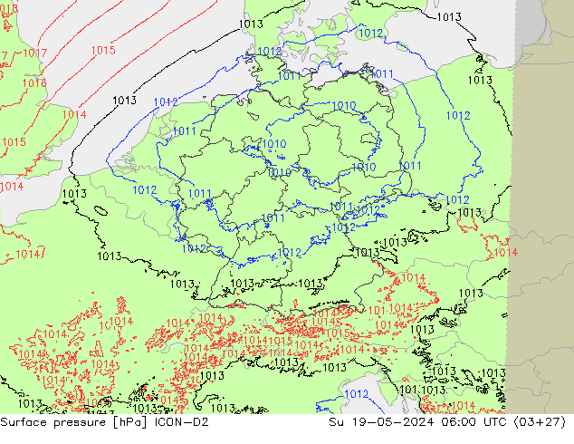 Bodendruck ICON-D2 So 19.05.2024 06 UTC