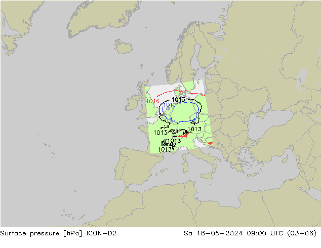 Yer basıncı ICON-D2 Cts 18.05.2024 09 UTC