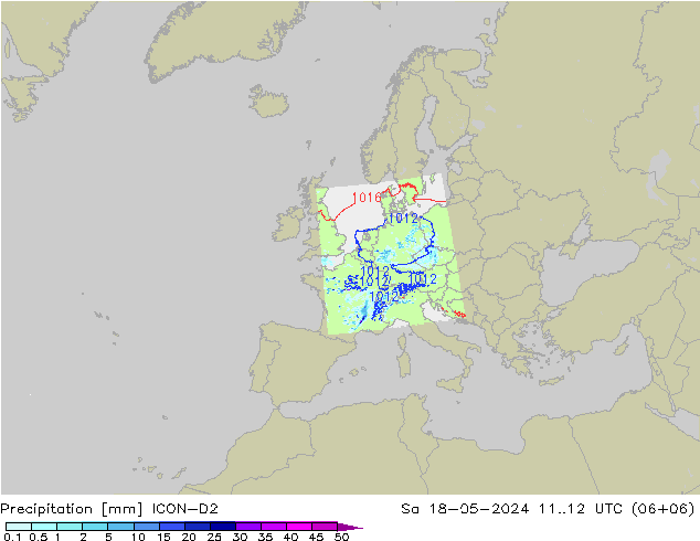 Precipitazione ICON-D2 sab 18.05.2024 12 UTC