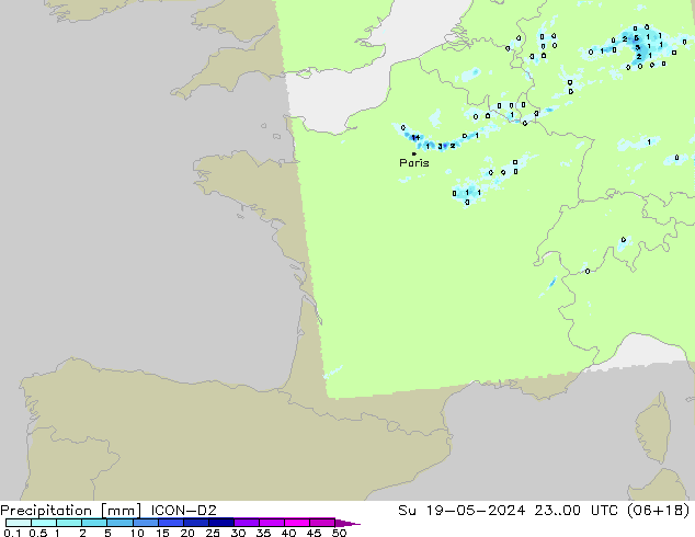 Yağış ICON-D2 Paz 19.05.2024 00 UTC