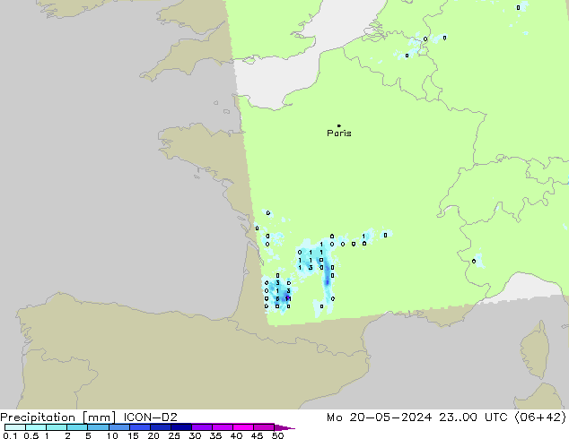 Niederschlag ICON-D2 Mo 20.05.2024 00 UTC