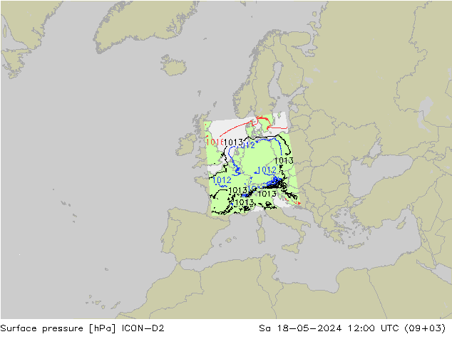 Bodendruck ICON-D2 Sa 18.05.2024 12 UTC