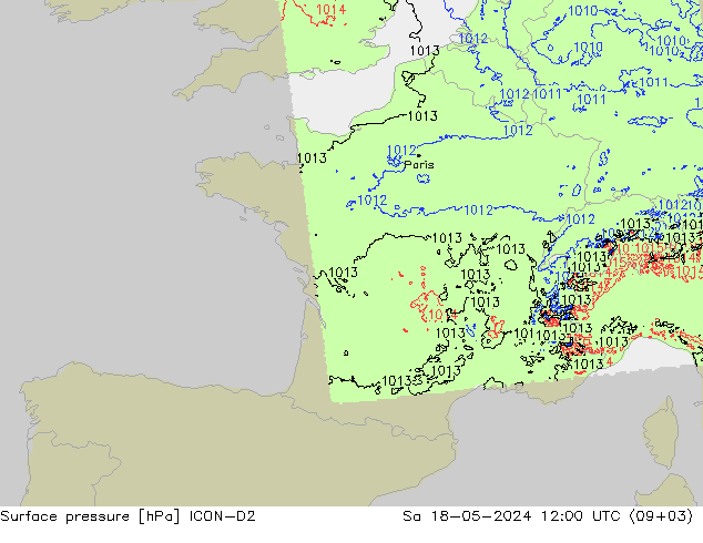 Bodendruck ICON-D2 Sa 18.05.2024 12 UTC