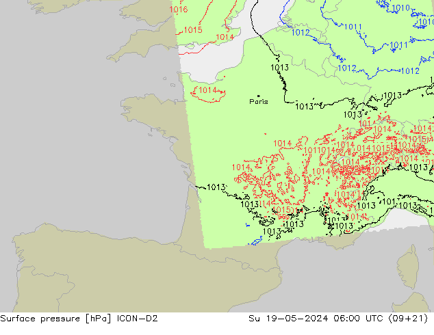 pression de l'air ICON-D2 dim 19.05.2024 06 UTC