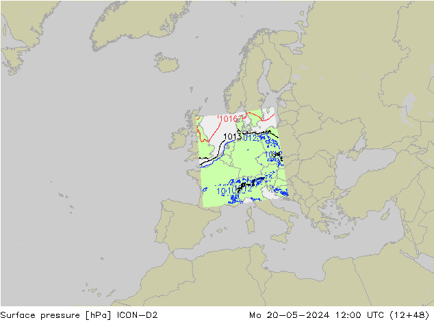 приземное давление ICON-D2 пн 20.05.2024 12 UTC