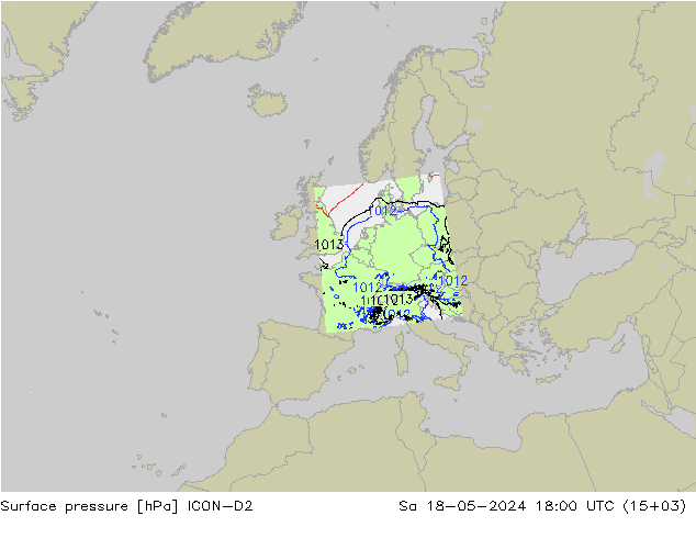 ciśnienie ICON-D2 so. 18.05.2024 18 UTC
