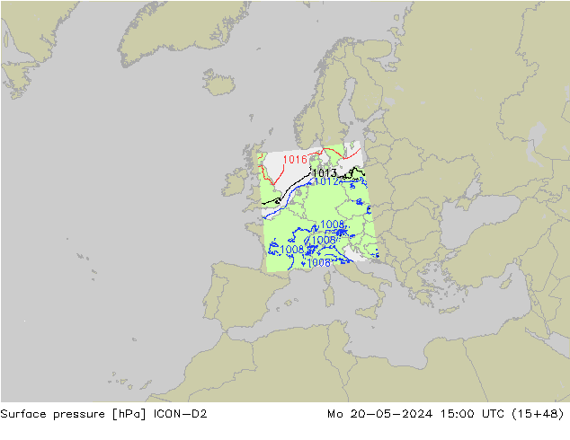 Luchtdruk (Grond) ICON-D2 ma 20.05.2024 15 UTC