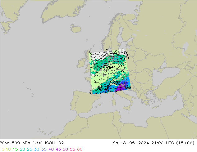 Wind 500 hPa ICON-D2 Sa 18.05.2024 21 UTC