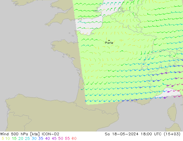 Wind 500 hPa ICON-D2 Sa 18.05.2024 18 UTC