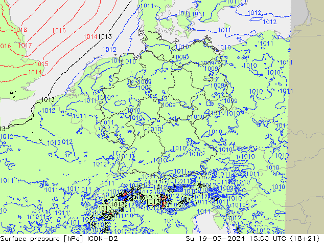 Bodendruck ICON-D2 So 19.05.2024 15 UTC