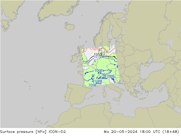 pression de l'air ICON-D2 lun 20.05.2024 18 UTC