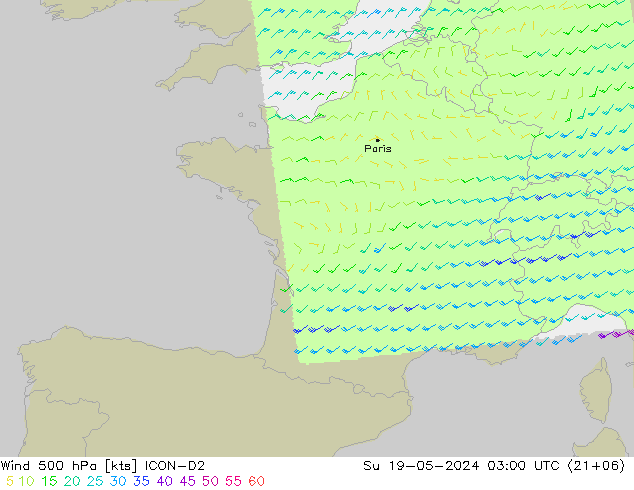 Wind 500 hPa ICON-D2 Su 19.05.2024 03 UTC